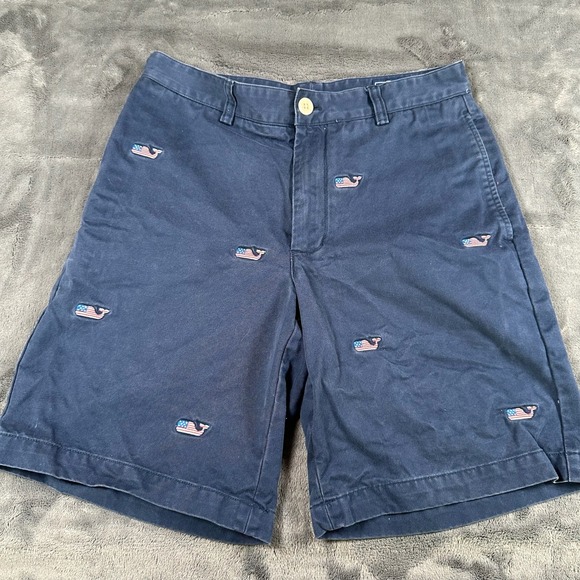Vineyard Vines Mens Shorts Size 30 American Flag Whale Print Chino‎ - Picture 1 of 7